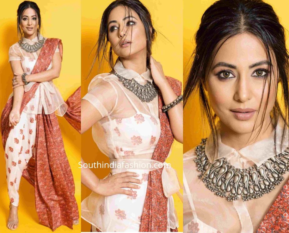 hina khan indo western saree (3)