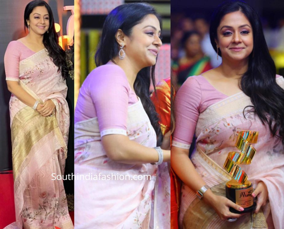 jyothika in lavender linen saree at jfw movie awards