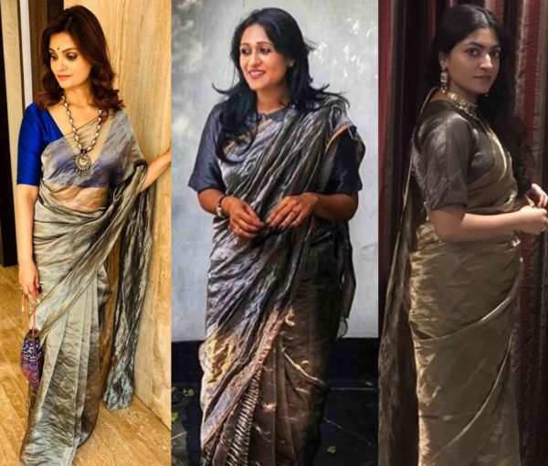 metallic silk sarees