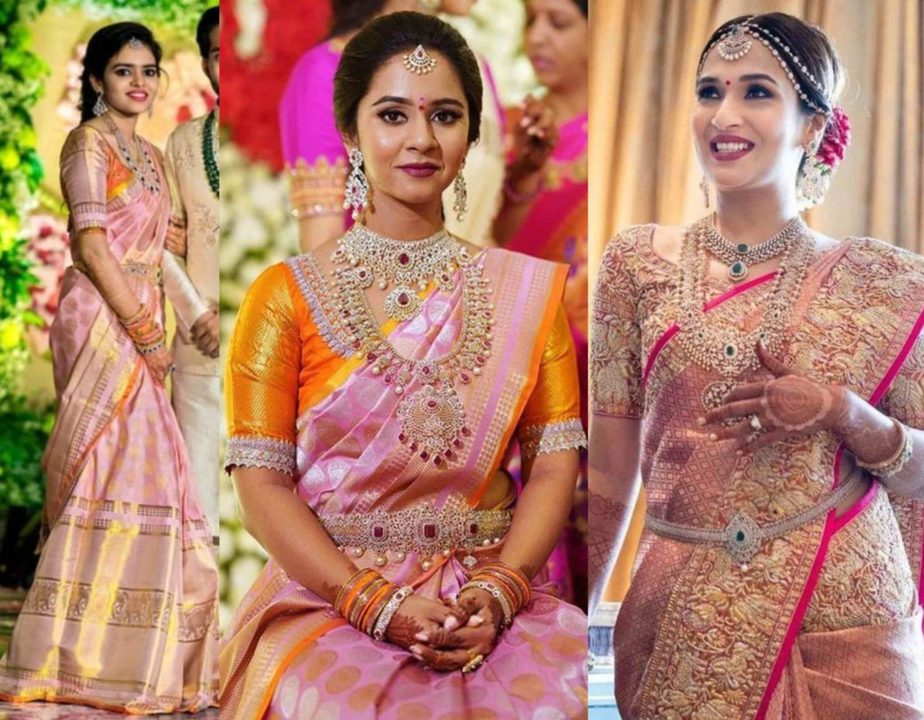 pink wedding pattu saree