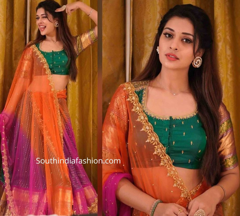 payal rajput pattu half saree