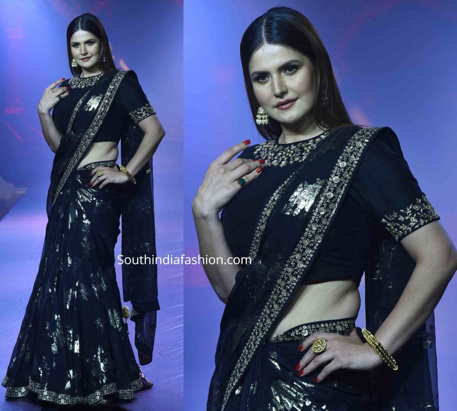 zareen khan vikram phadnis black saree at beti fashion show