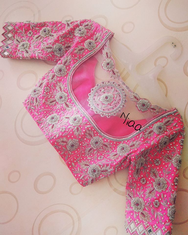 Featured image of post Pink Bridal Peacock Maggam Work Designs