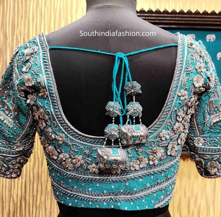 silk saree blouse designs tassels (2)