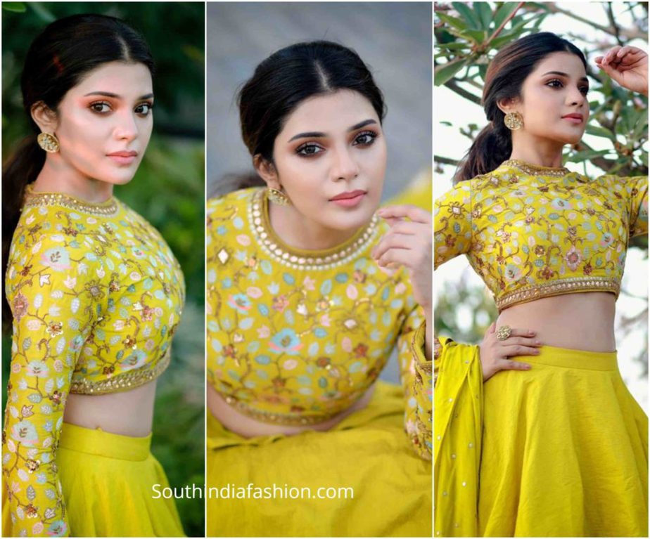 aathmika in yellow lehenga by divya reddy (2)