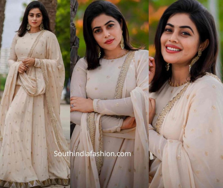 actress poorna shamna kasim white lehenga dhee juniors