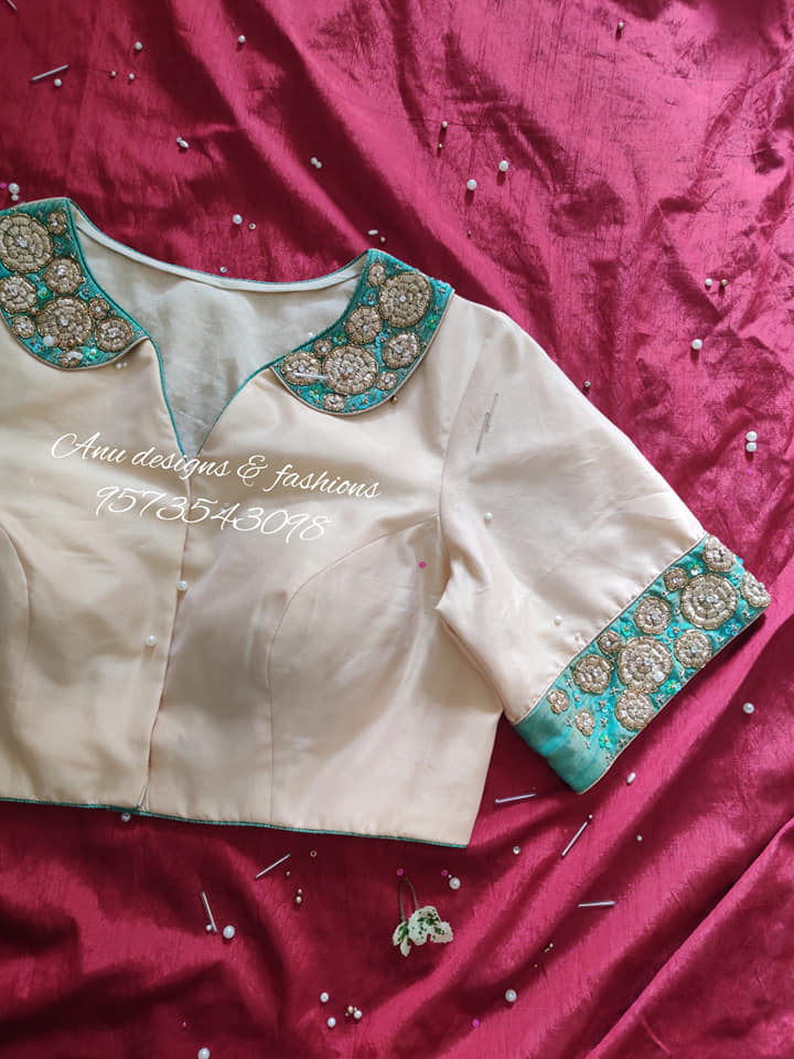 Simple patch work blouse designs for silk sales sarees