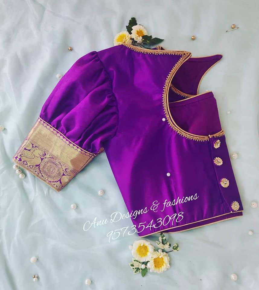 latest pattu saree blouse designs 2020 for silk sarees (40)