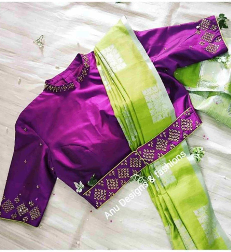 maggam work silk saree blouse designs 2020 (1)