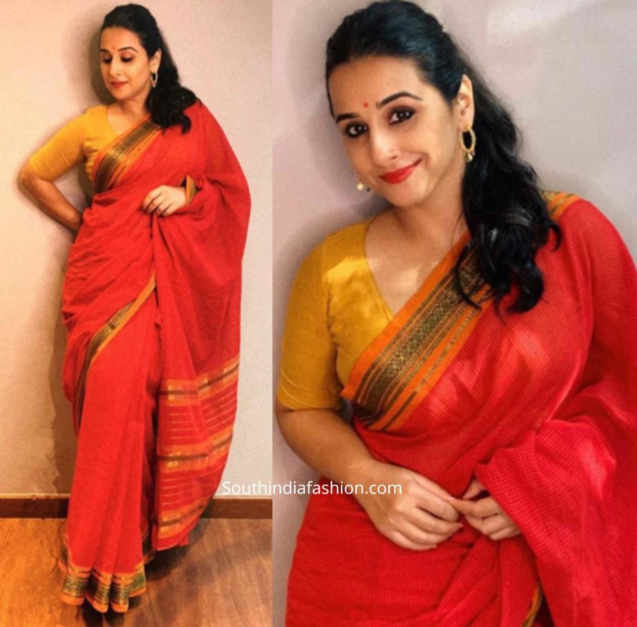 Vidya Balan in a Coimbatore Cotton Saree – South India Fashion