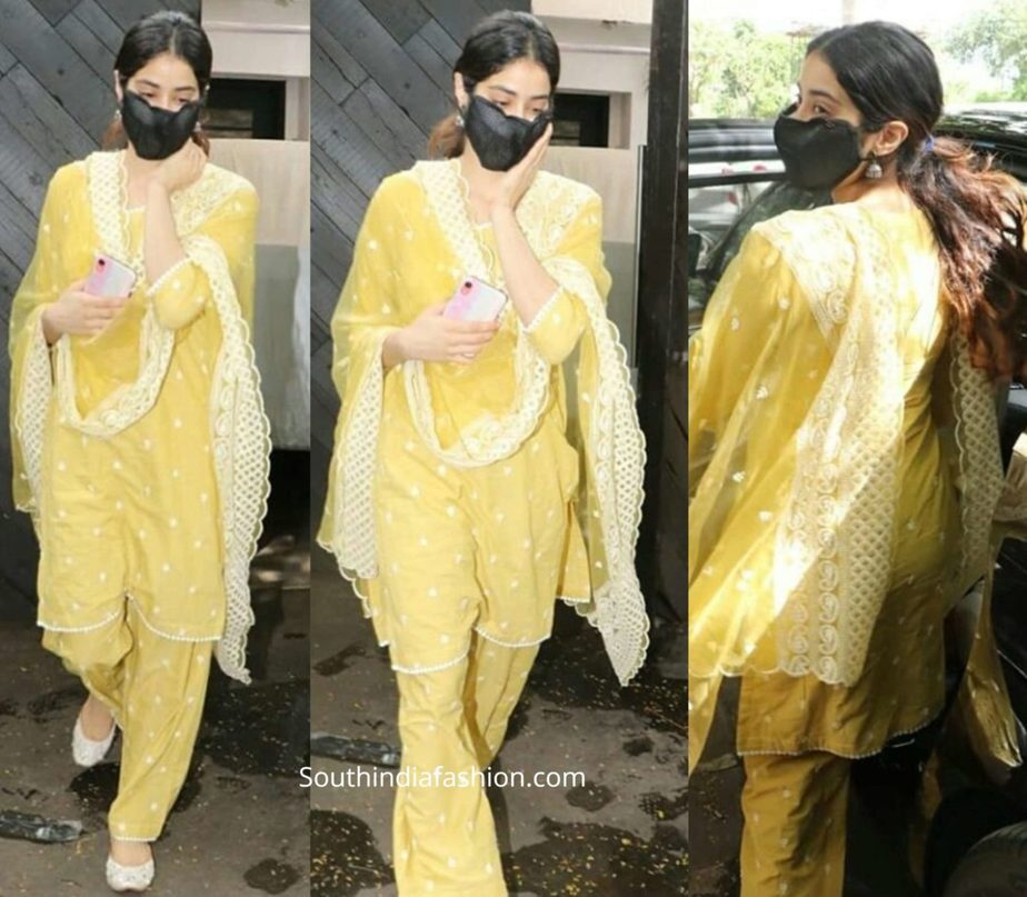 janhvi kapoor in yellow kurta set