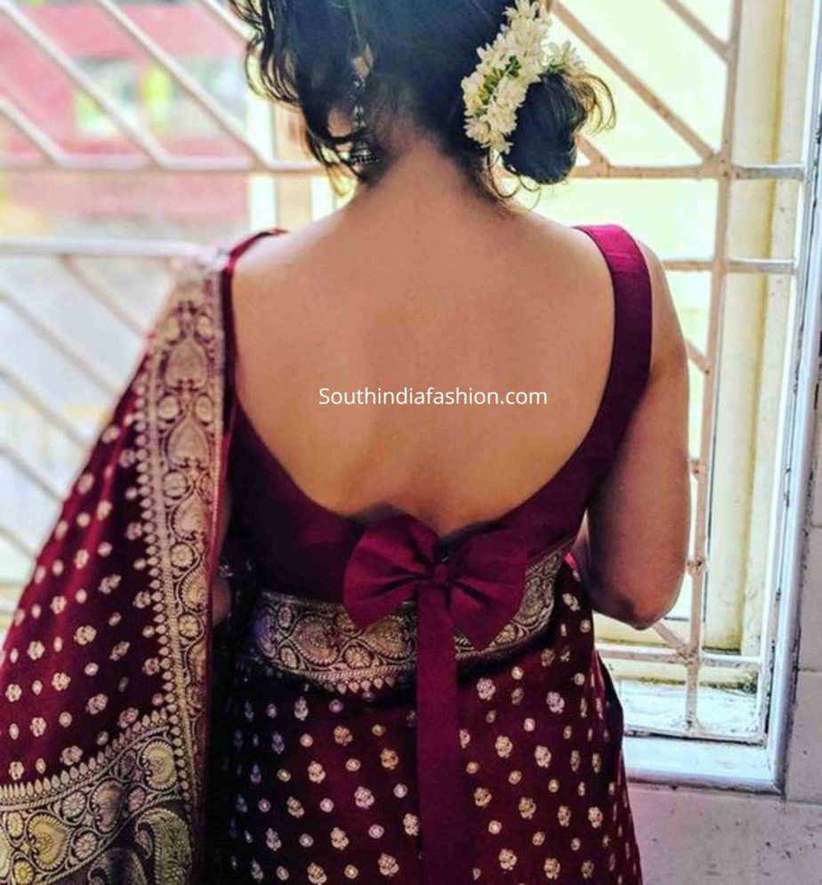 Trendy Bow Back Saree Blouse Designs! – South India Fashion