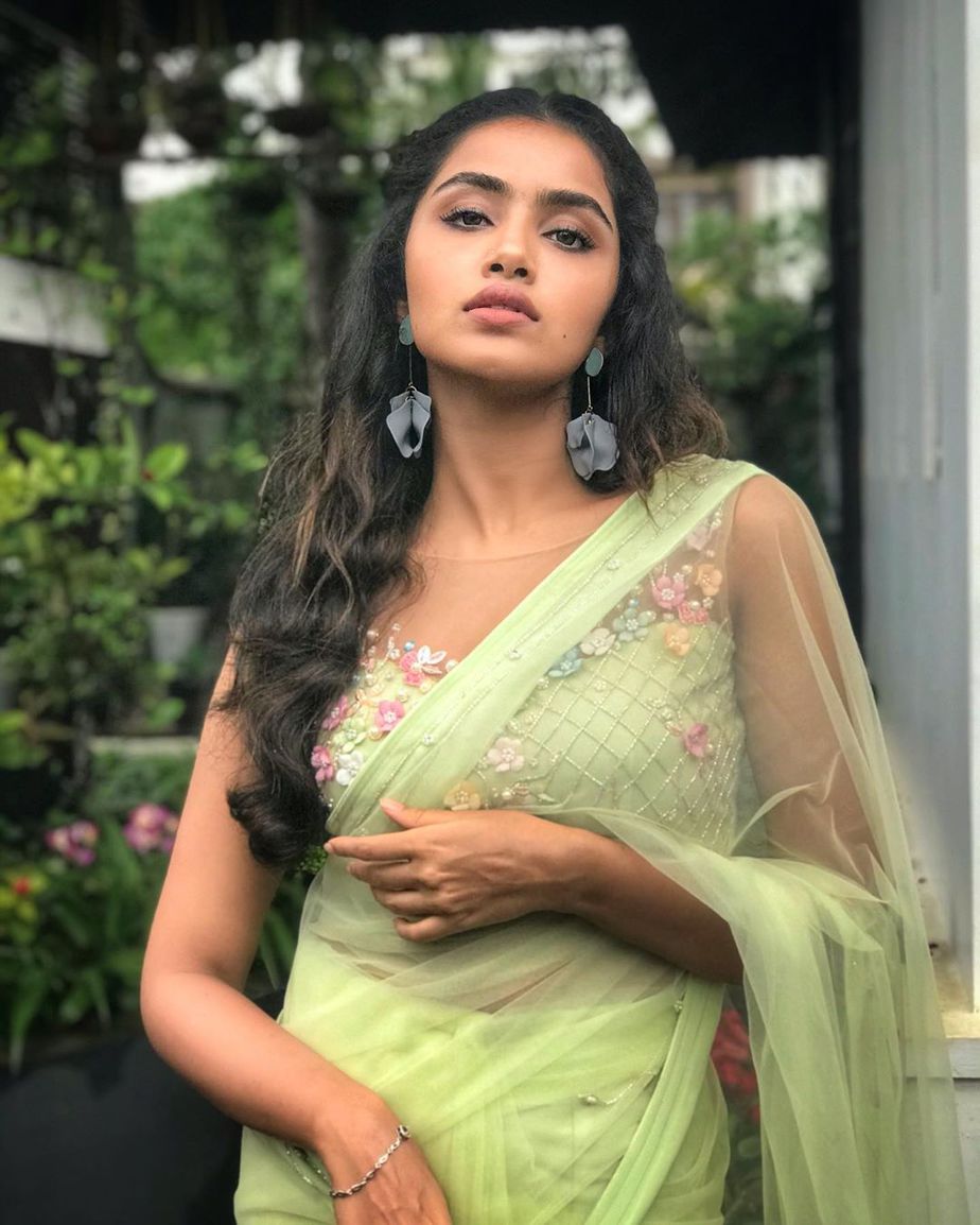 Anupama Parameswaran in a pastel green saree! - South ...