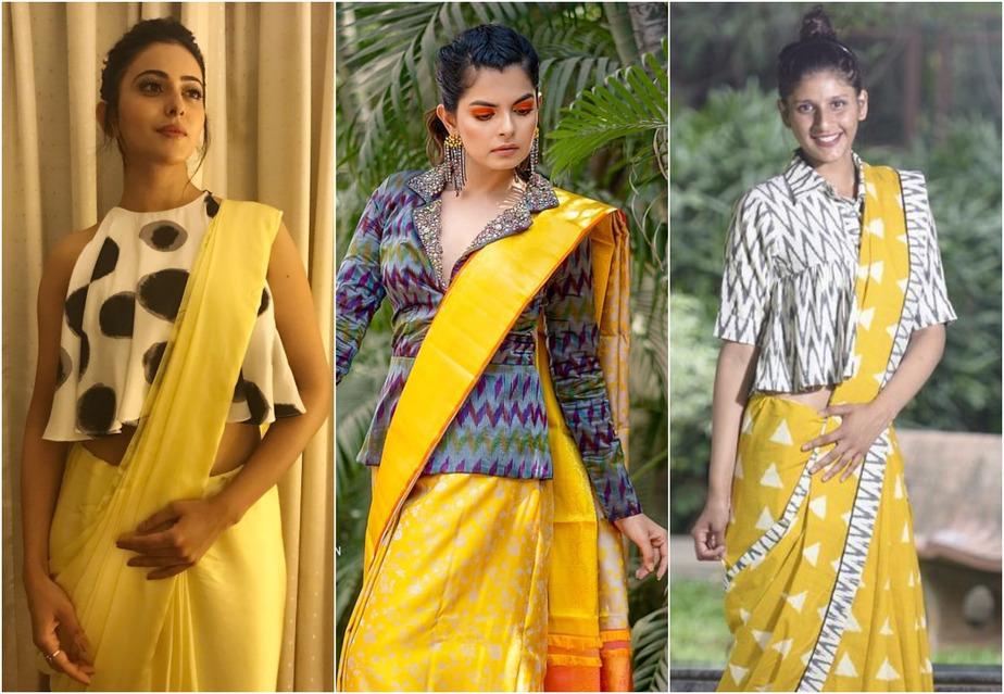 Pair Your Vibrant Yellow Saree With Contrast Blouses To Brighten Up Your Look