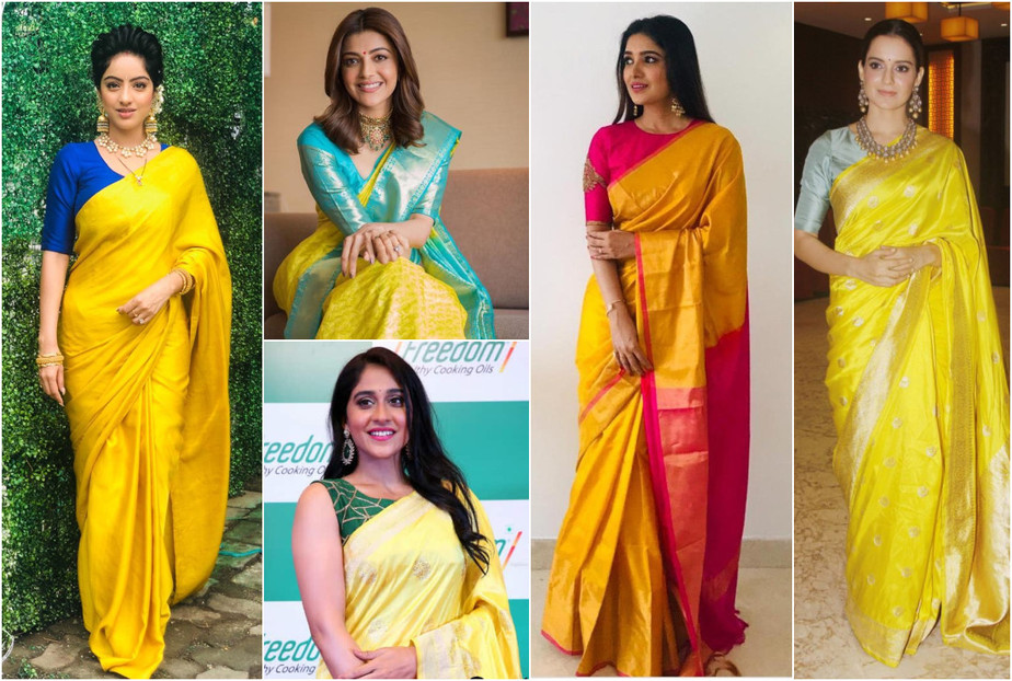 Vibrant Yellow Silk Saree ...