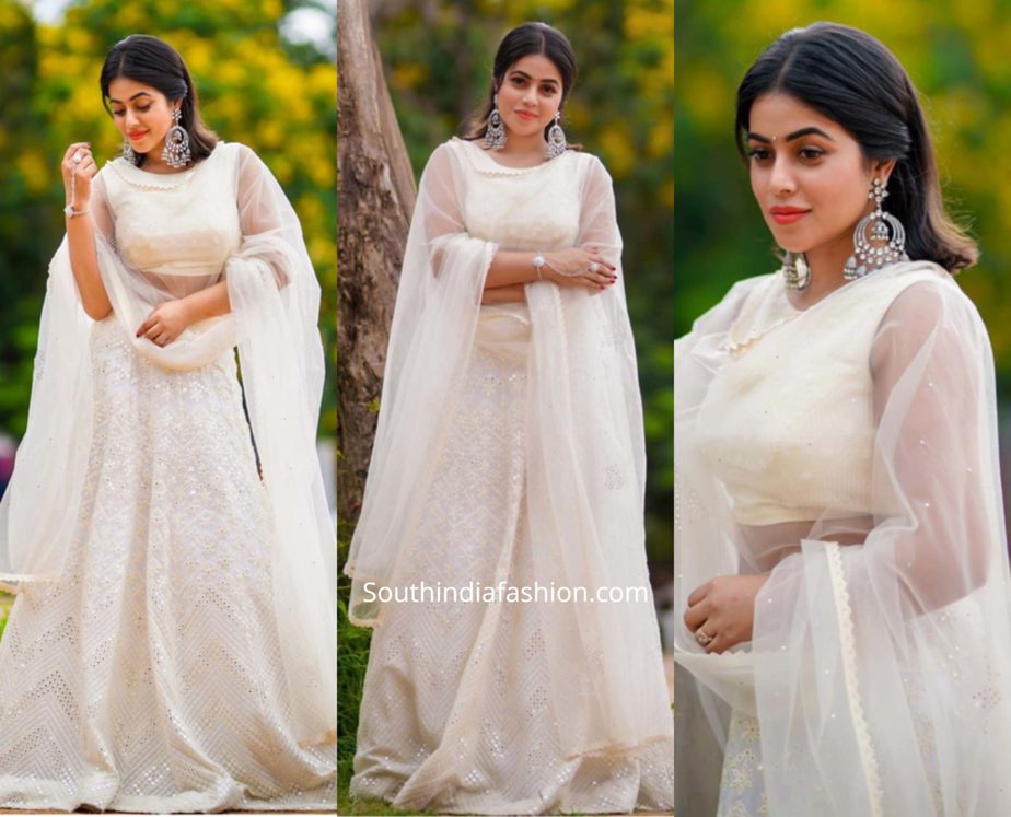 actress poorna white lehenga