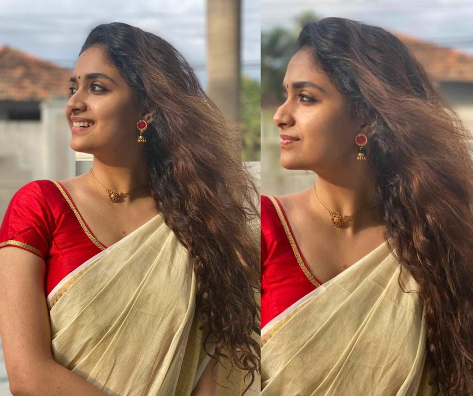 Onam 2020: Keerthy Suresh in a traditional saree – South India Fashion Onam 2020: Keerthy Suresh in a traditional saree – South India Fashion