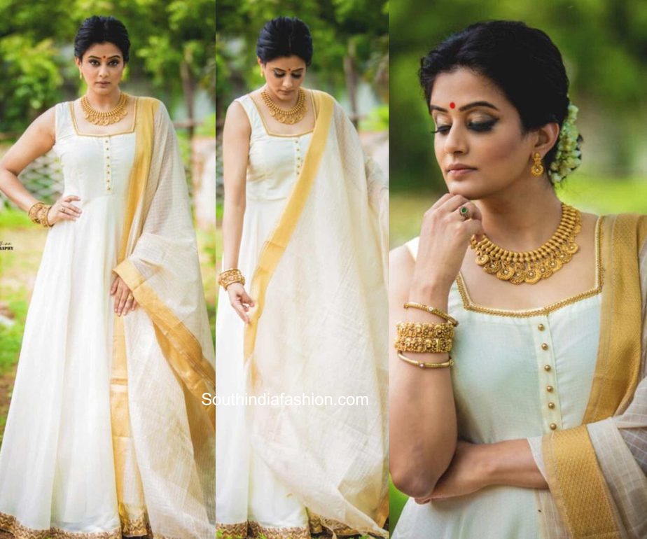 priyamani white anarkali onam (2)