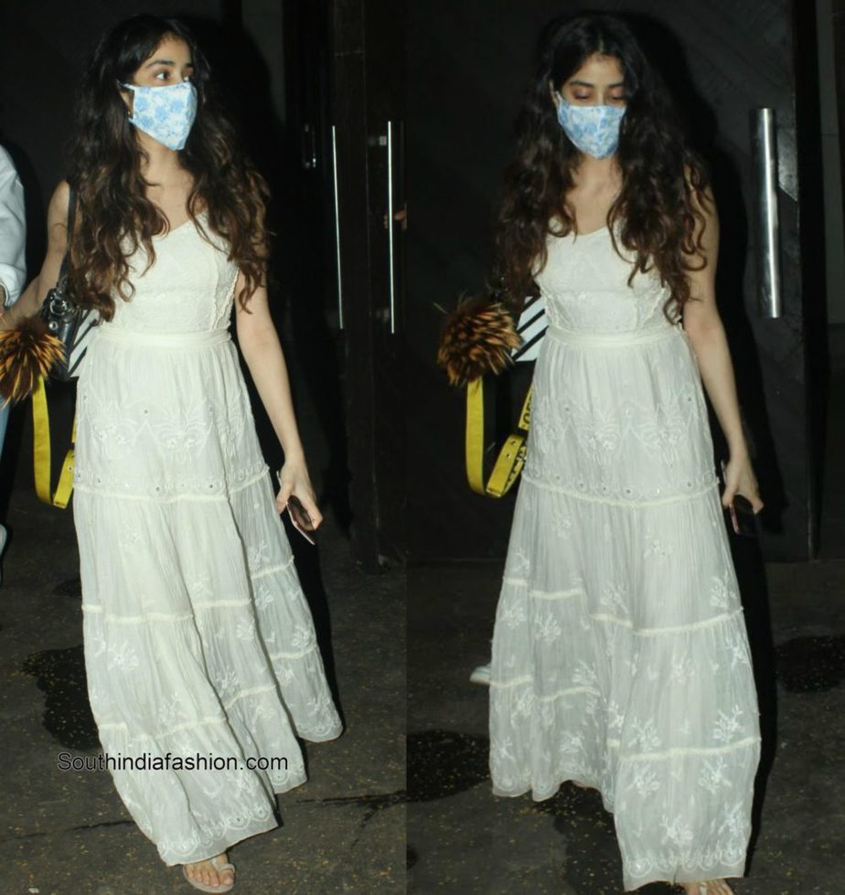 Jahnvi-Kapoor-in-white-maxi-dress by anita dongre