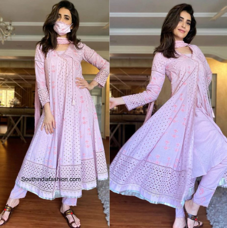 Karishma Tanna in a pink suit set