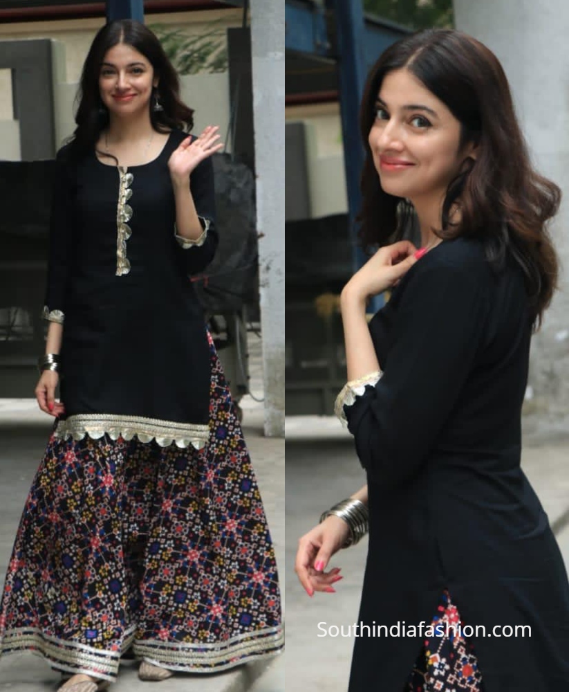 divya khosla kumar in black ethnic salwar skirt