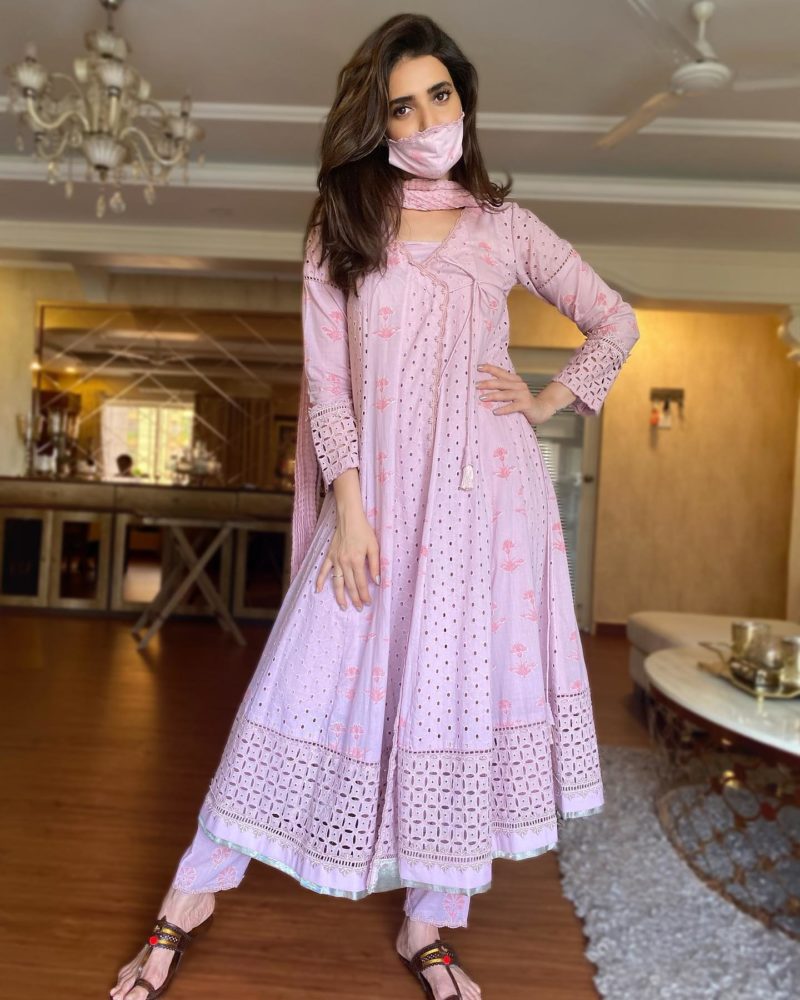 karishmatanna in a pink salwar suit set 