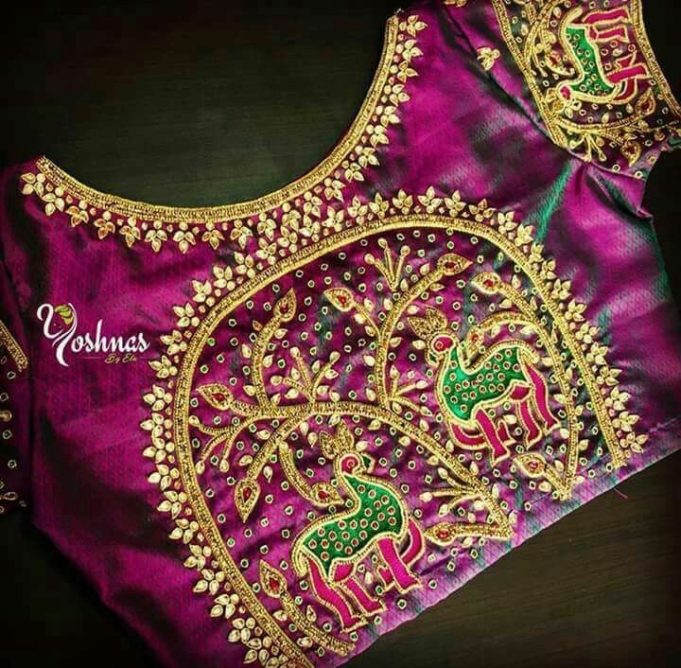 maggam work blouse half hands