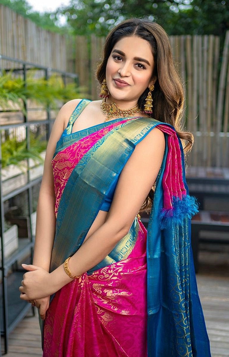 nidhi agerwal in silk traditional saree