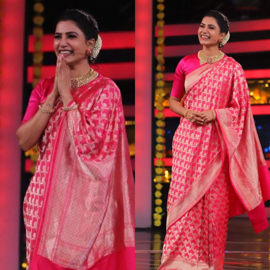 Samantha Prabhu looks absolutely gorgeous in this fuchsia saree and we ...