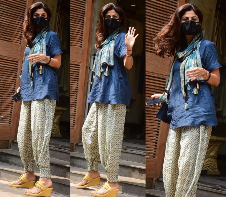 shilpa shetty's casual look in dhoti pants and short kurti