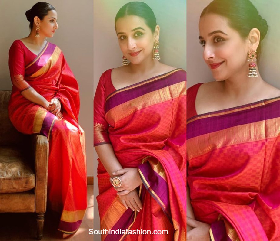 vidya balan in a red silk saree (3)