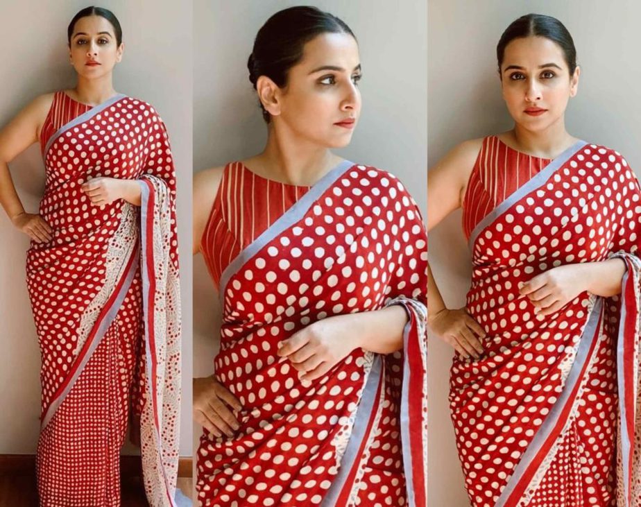 vidya balan in polka dot saree