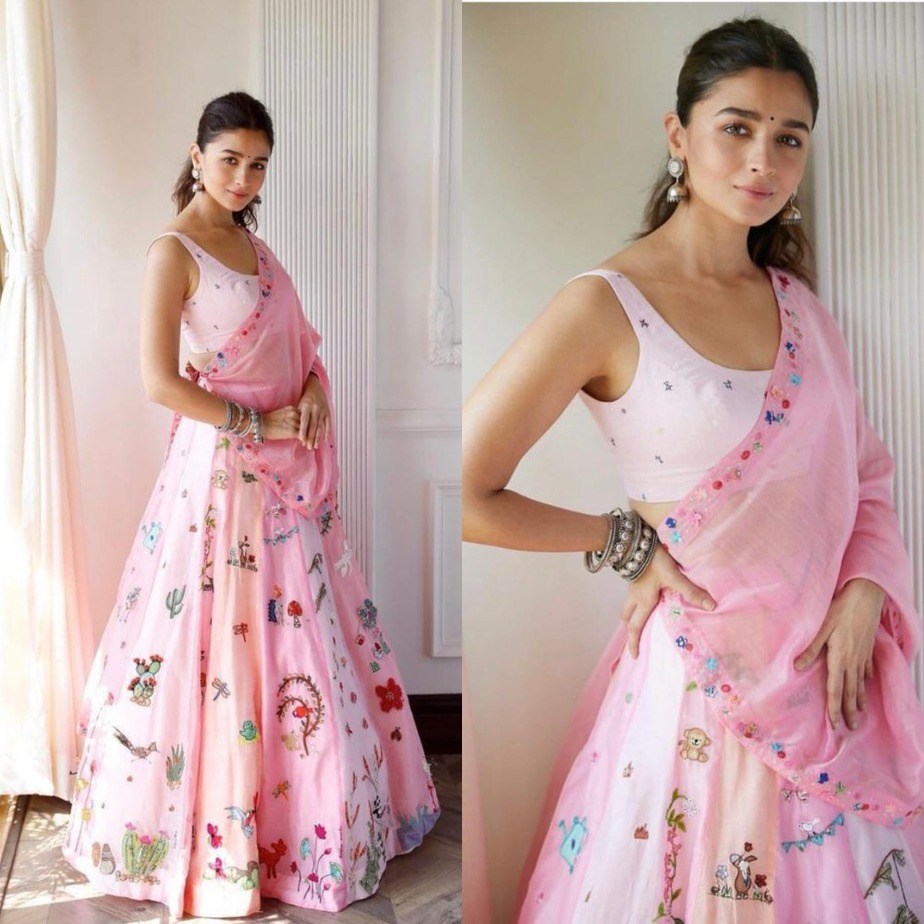 alia in pink lehenga by madhurya