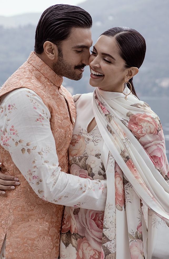 deepika and ranveer in sabyasachi outfits on 1st wedding anniversary