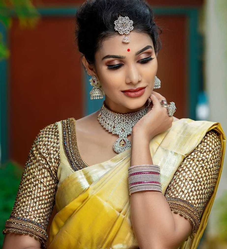 ivory bridal blouse with jewel work