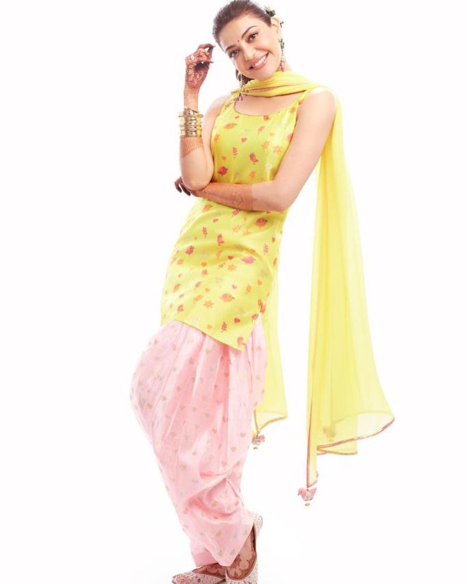 Kajal Aggarwal glows in yellow and pink ...