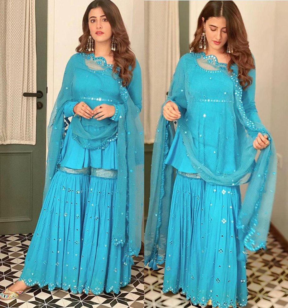 Nupur Sanon sparkles in an all-blue sharara set to celebrate Diwali!