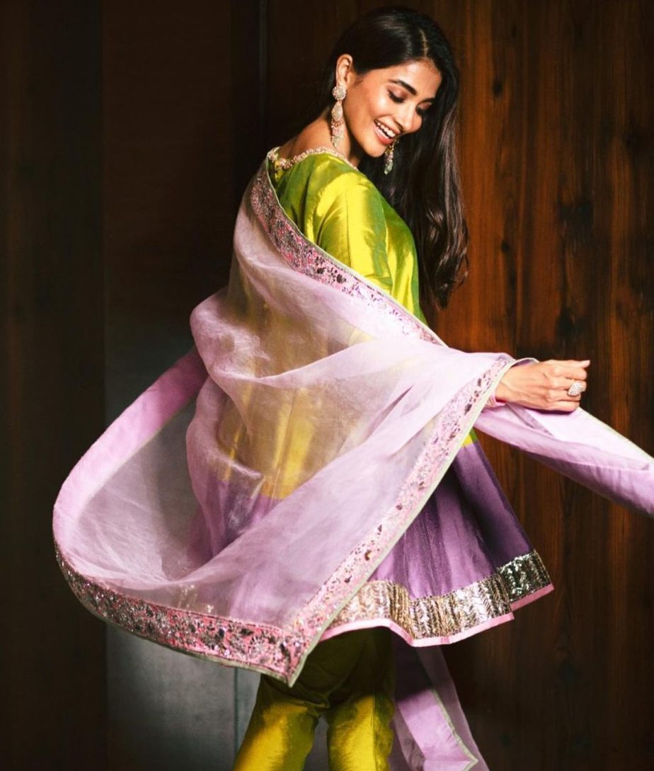 pooja hegde in manish malhotra suit for diwali 2020