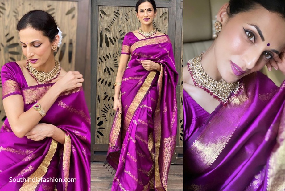 shilpa reddy in purple bridal saree