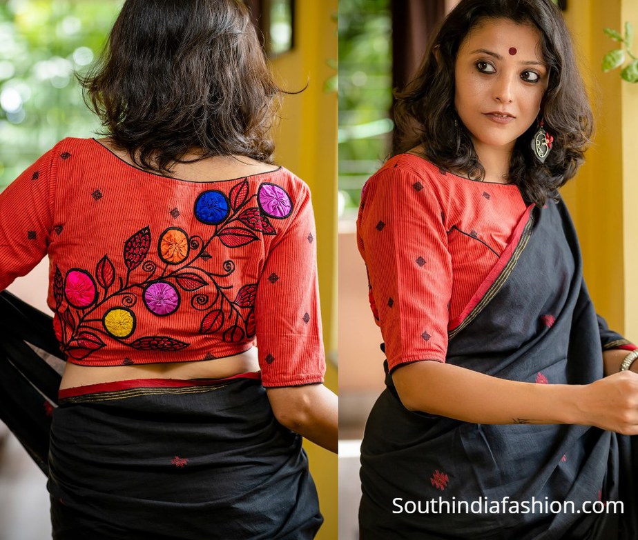 wildflower choli in red and black from motif by chandrayee