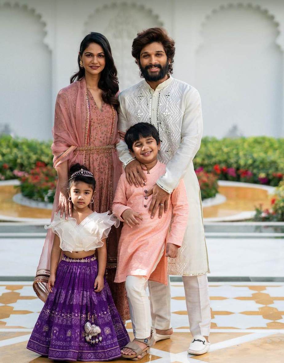 Allu Arjun family in traditional outfits at Niharika Konidela's ...