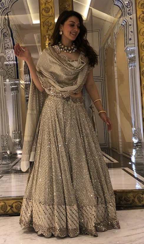 Hansika in a ivory lehenga by abhinav mishra 1.4