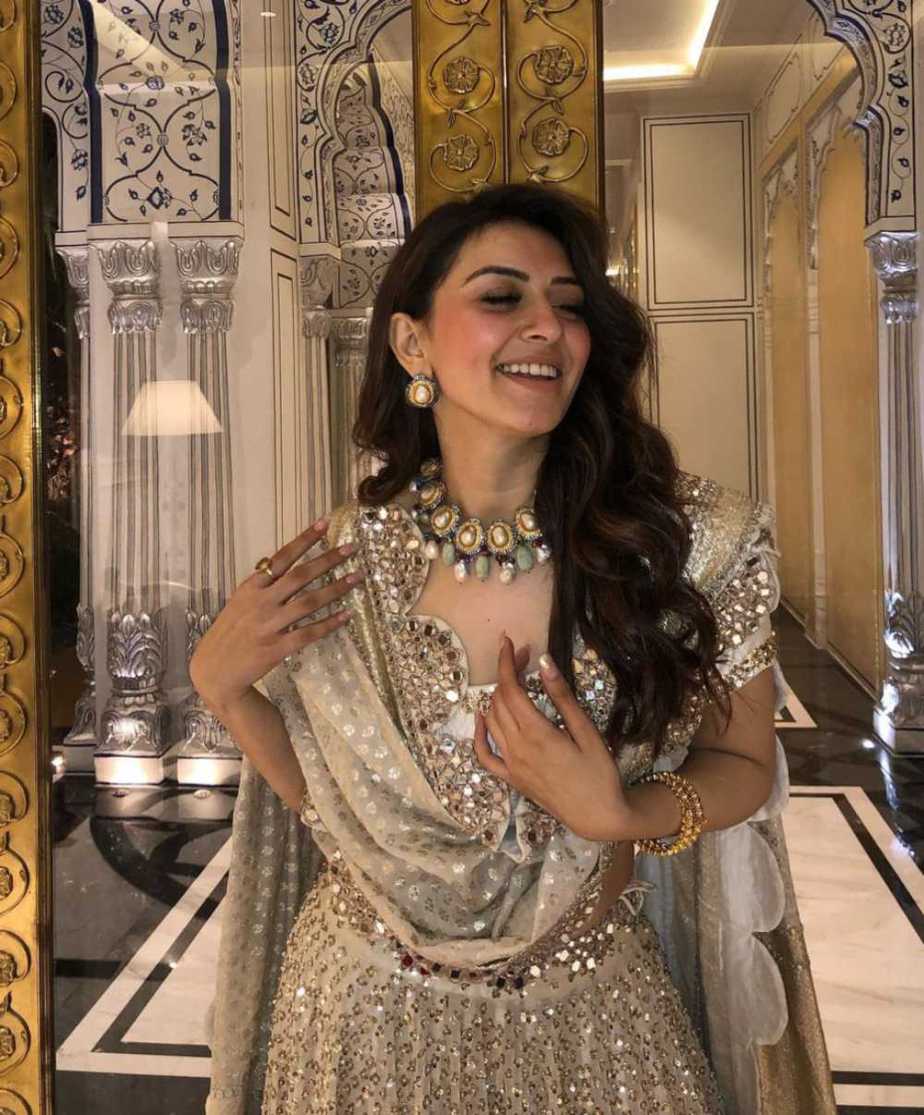 Hansika in an ivory lehenga by abhinav mishra 1.2