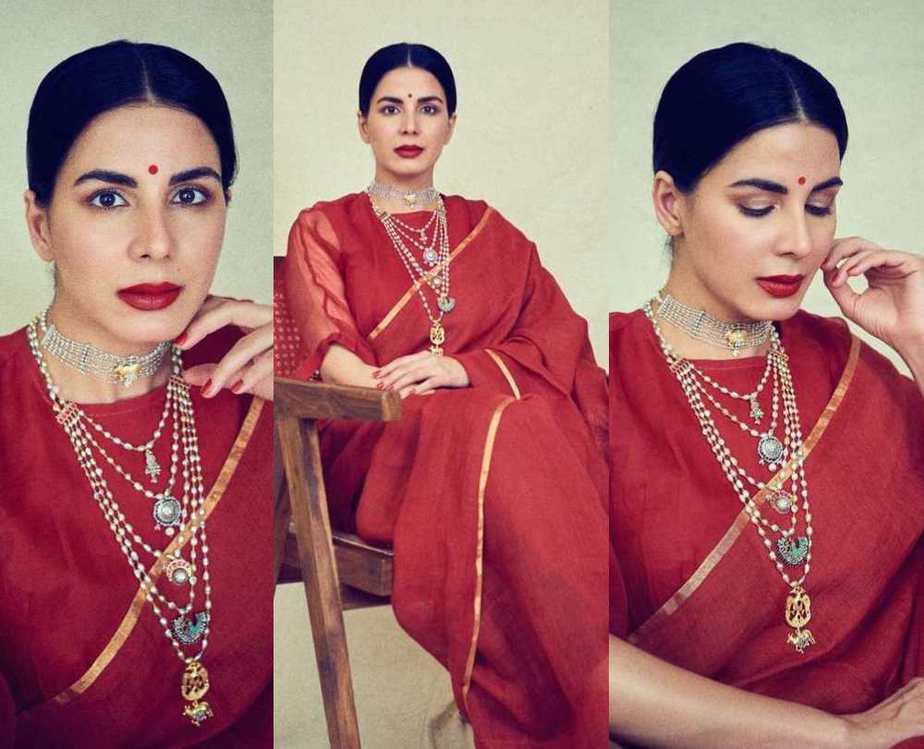 Kirti kulhari in chilli red saree by anavila featured