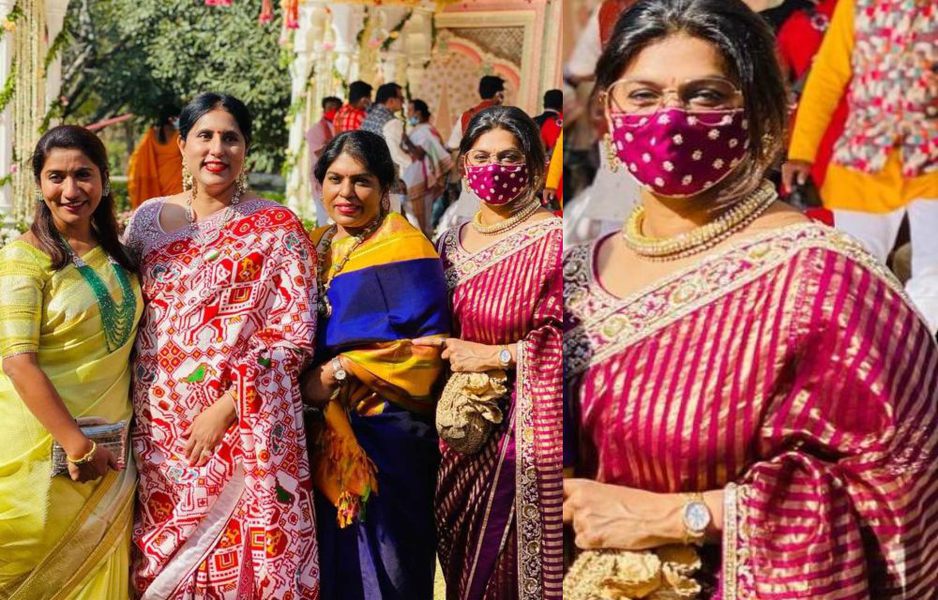 Pinky reddy in a pink saree by Abujani sandeep khosla for a wedding featured