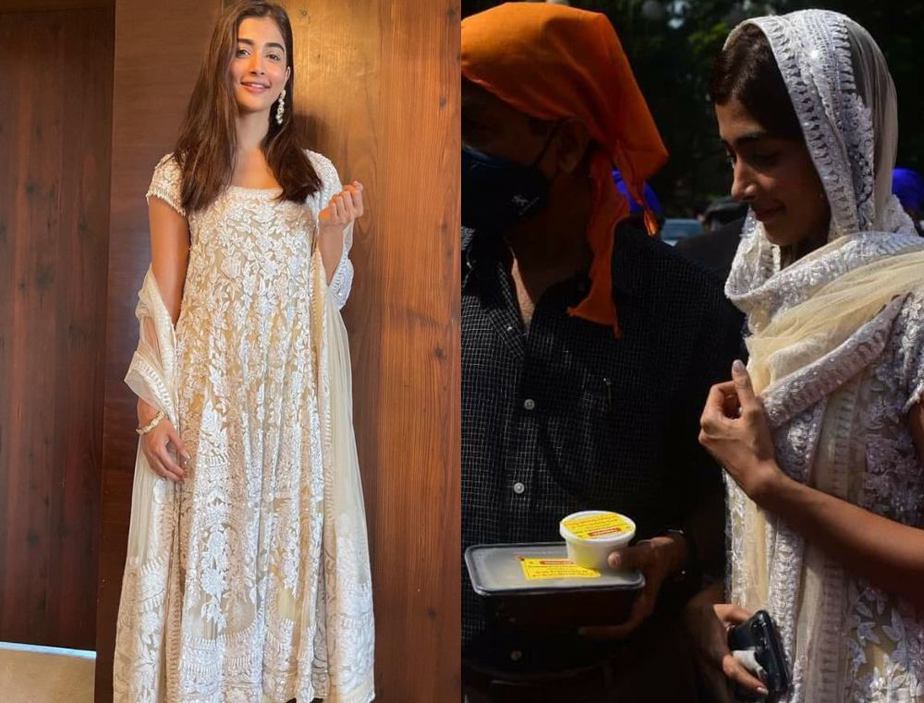 Pooja hegde in an ivory kurta set by manish malhotra for gurpurab4