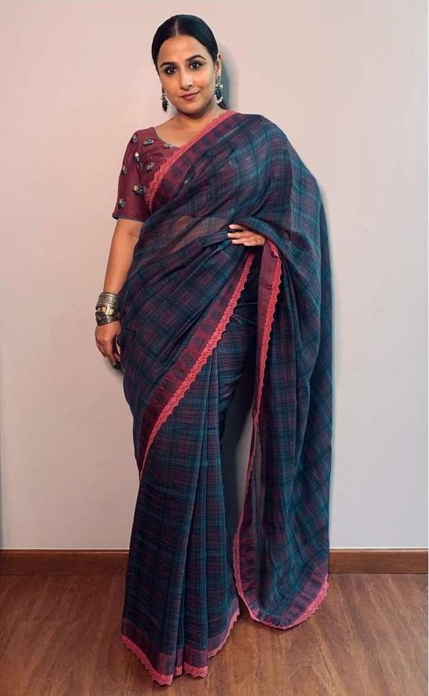 Vidya balan in a priyadarshini rao saree for a virtual event