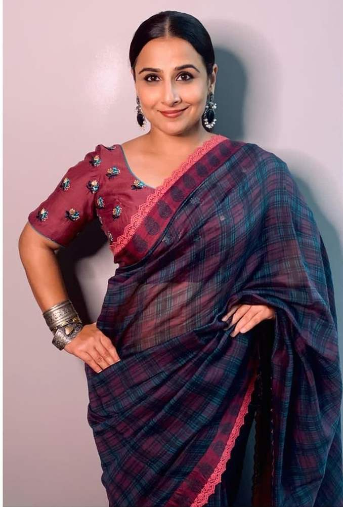 Vidya balan in a priyadarshini rao saree for a virtual event1.1