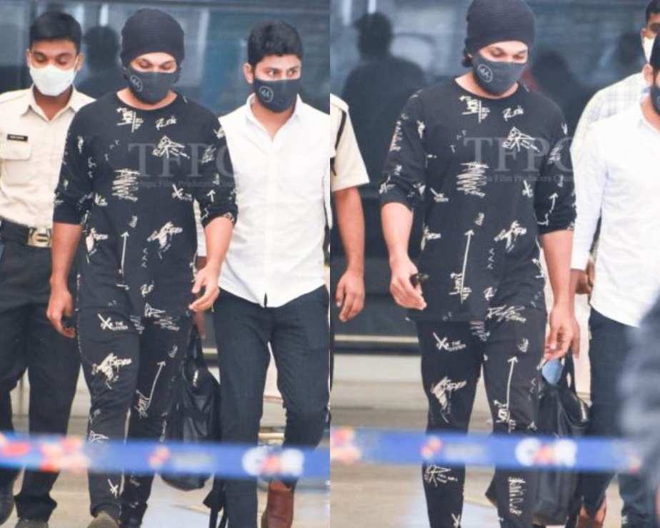 allu arjun in a co-ord set by rowdy club at the airport1.1