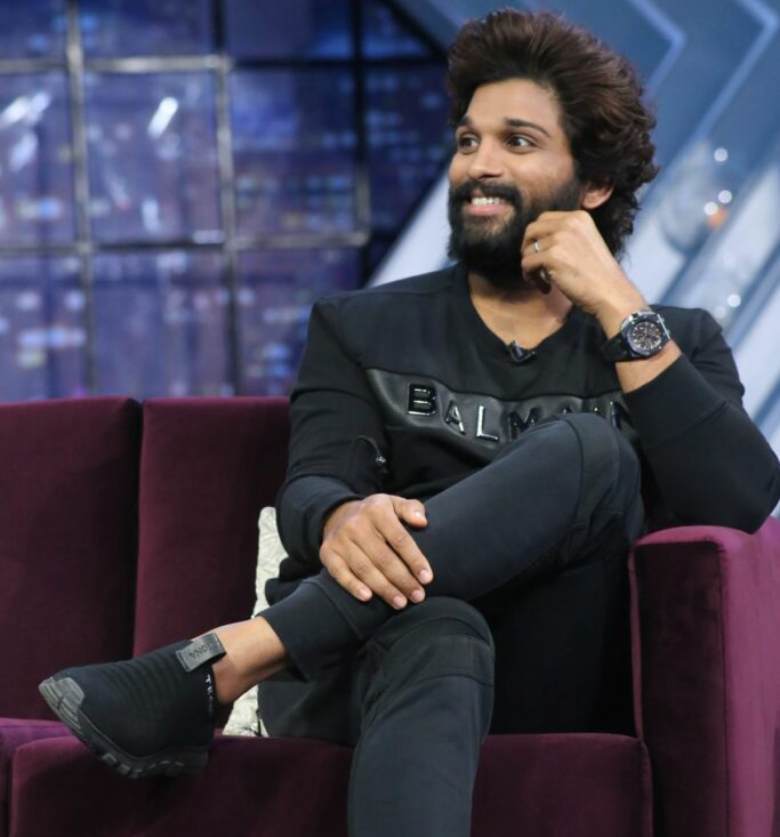 Allu Arjun in a black Balmain sweattshirt and sweat pants for SamJam!